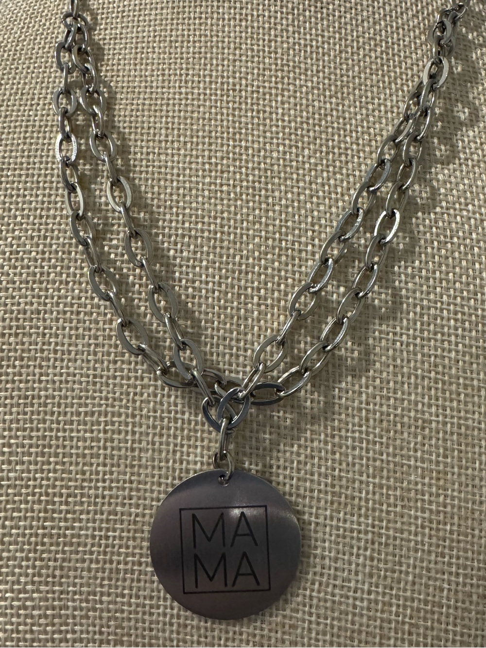 JBloom Stainless Silver 'MAMA' Pendant Necklace